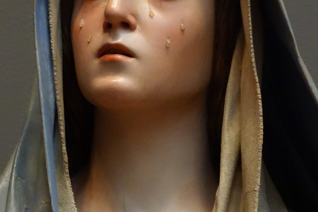 Pedro de Mena, "Mater Dolorosa" (detail) (1674-85), partial-gilt polychrome wood