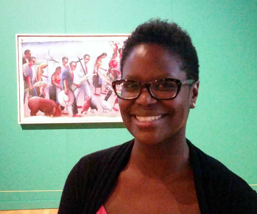 Latoyah Wolfe in front of "Another Mexican Baby" (1953-54)