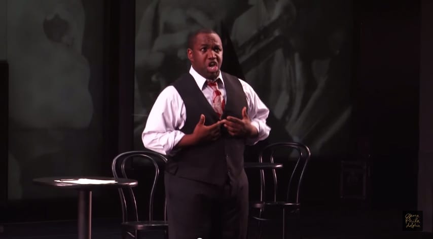 Lawrence Brownlee in an Opera Philadelphia production of Charlie Parker's 'Yardbird' (screenshot via YouTube) (click to enlarge)