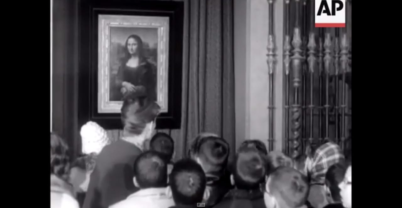 AP footage of the Mona Lisa's 1963 exhibition at the Met (Screen grab via Youtube) 