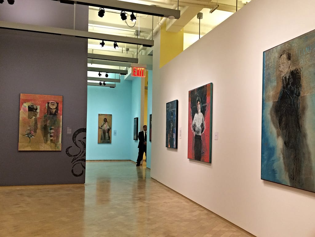 Installation view of 'Rodríguez Calero: Urban Martyrs and Latter-Day Santos' (photo by the author for Hyperallergic)
