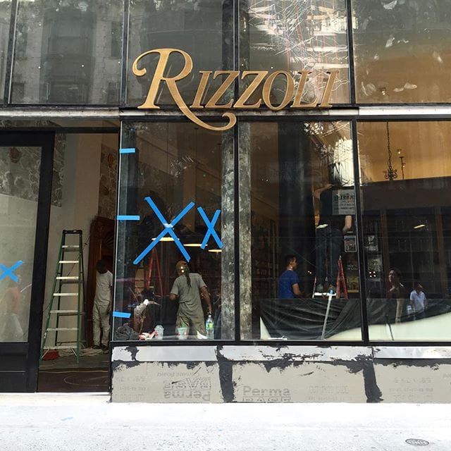 The new Rizzoli store nearly ready for its opening on Monday. (photo by @caroaskew/Instagram)