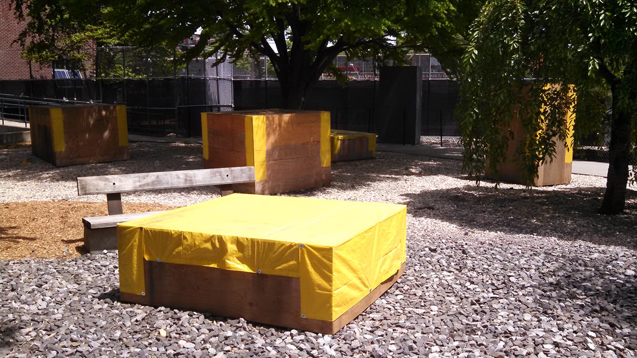 Renovations in the Noguchi Museum garden