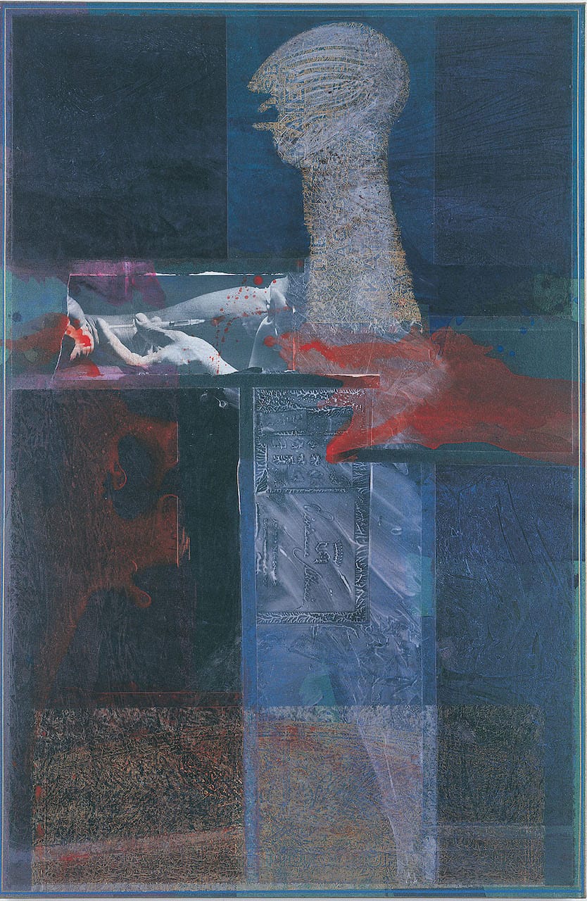 Rodríguez Calero, "Cruz de Loisaida" (1994), acrollage painting, 64 x 42 inches