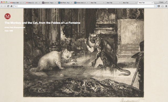 Félix Bracquemond, "The Monkey and the Cat, from the Fables of La Fontaine" (1886)