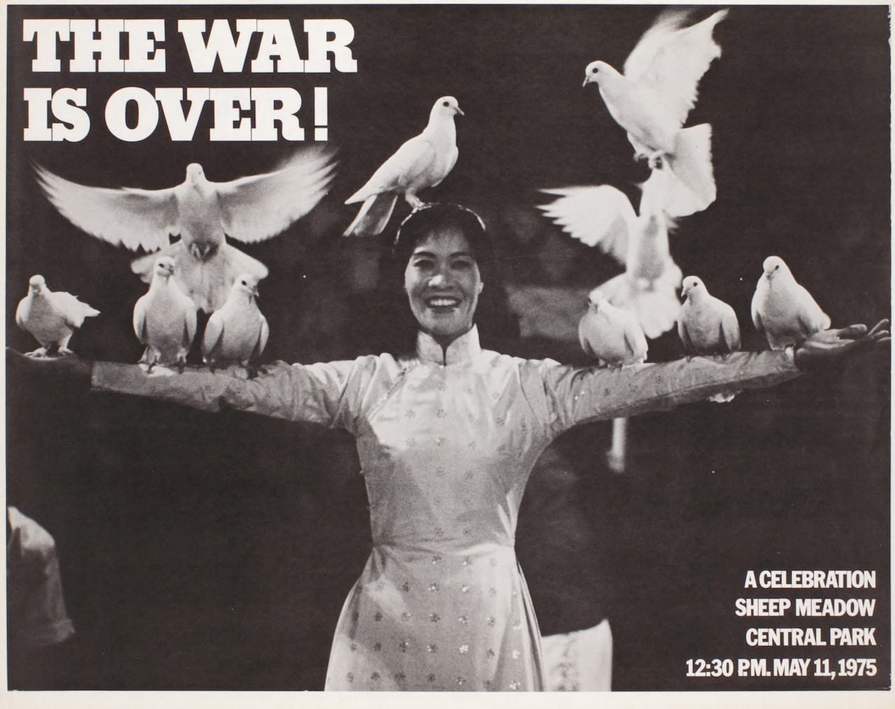 Phil Ochs, Cora Weiss, and Dan Luce, "The War is Over!" (1975), lithograph on paper (Collection of Merrill C. Berman, courtesy New-York Historical Society)