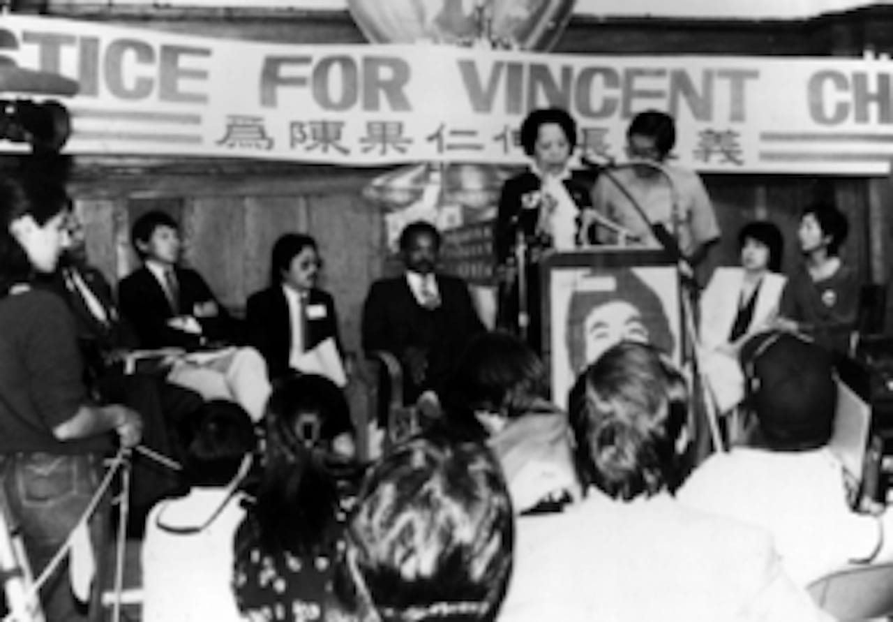 A rally following the 1982 murder of Vincent Chin, and a seminal moment in Asian American identity formation.