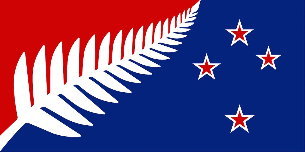 "Silver Fern (Red, White & Blue), designed by Kyle Lockwood from Wellington