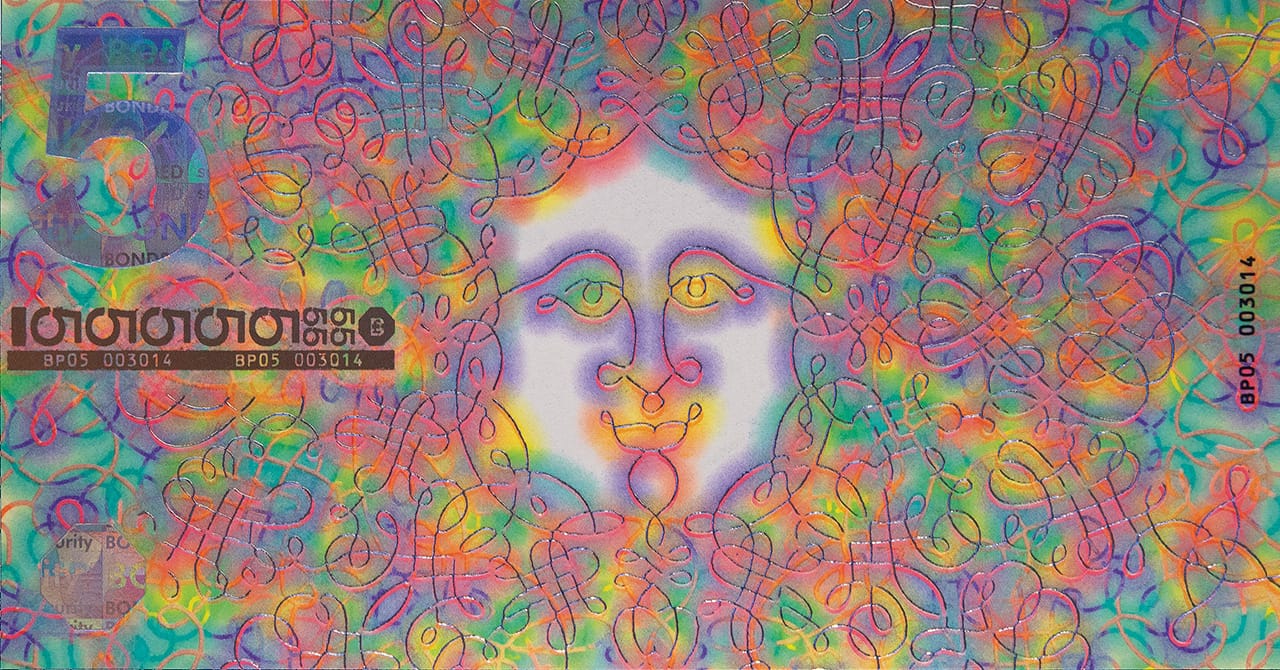 Jeremy Deller's Brixton Pound design. (via brixtonpound.org)