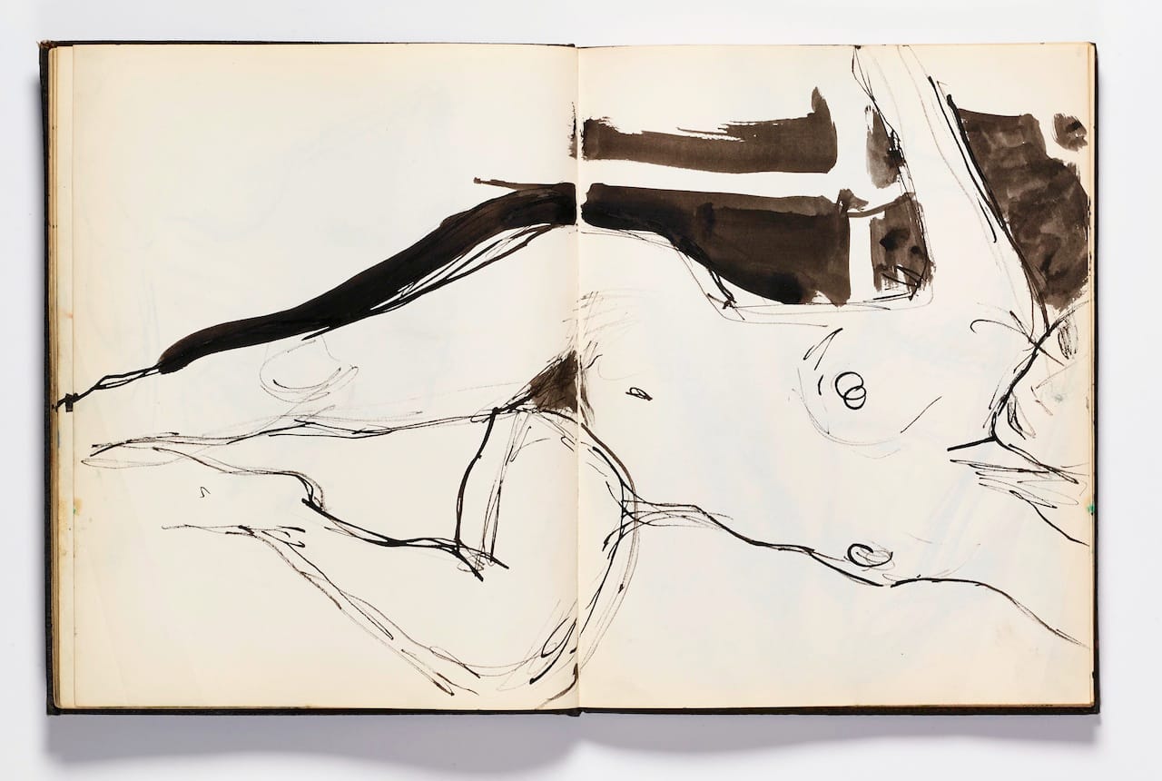 Richard Diebenkorn, "Untitled" from Sketchbook #2, pages 26–27 (1943–1993), graphite on paper (gift of Phyllis Diebenkorn, © The Richard Diebenkorn Foundation)