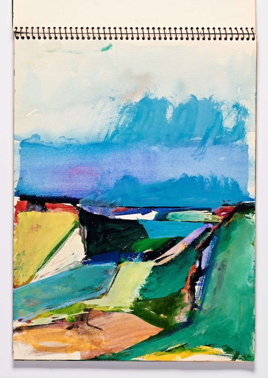 Richard Diebenkorn, "Untitled" from Sketchbook #10, page 13 (1943-1993), gouache and watercolor on paper (gift of Phyllis Diebenkorn, © The Richard Diebenkorn Foundation)