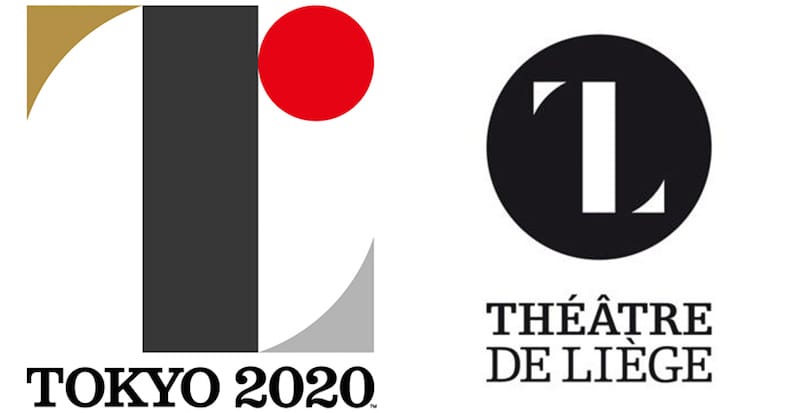 The Tokyo 2020 Olympic Games logo by Kenjiro Sano (left) and the Théâtre de Liège logo designed by Olivier Debie (right) (graphic by the author)