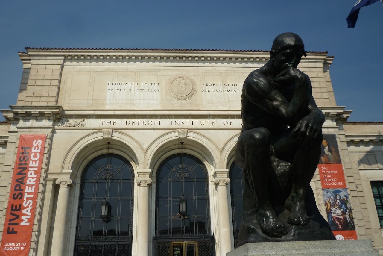 Auguste Rodin's "The Thinker" outside the Detroit Institute of Arts (photo by Quick fix/Flickr)