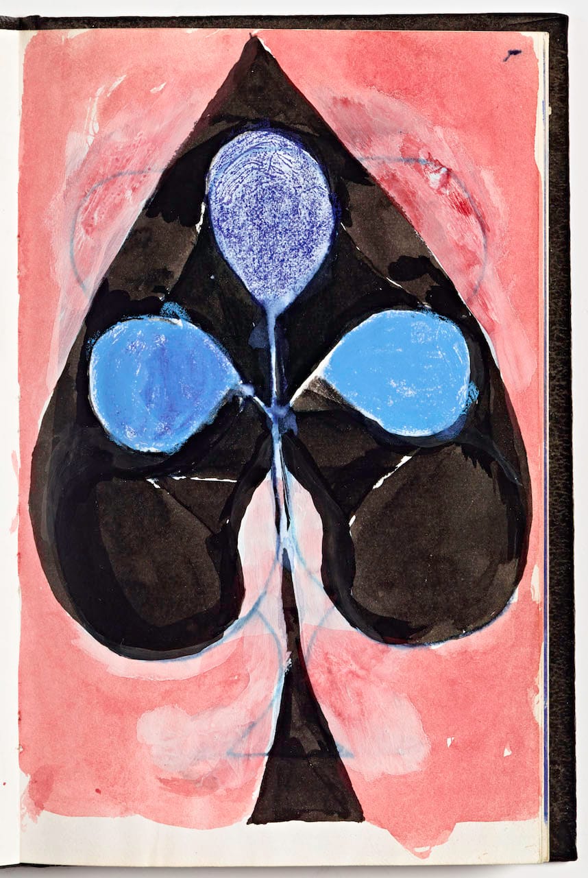 Richard Diebenkorn," Untitled" from Sketchbook #2, page 17 (1943-1993), ink wash, watercolor or gouache with crayon and felt-tip marker on paper on paper (gift of Phyllis Diebenkorn, © The Richard Diebenkorn Foundation)