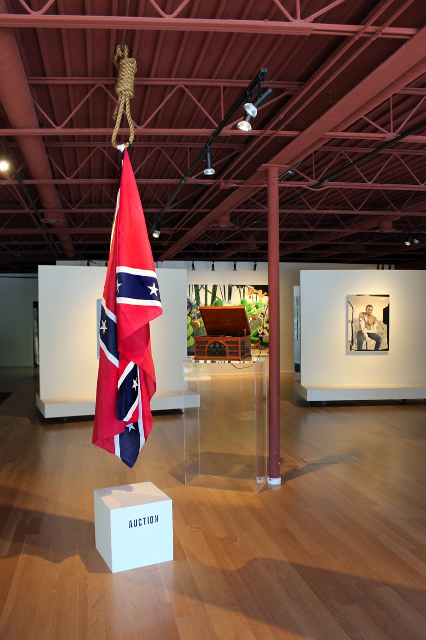 fig 2 John Sims, The Proper Way to Buy a Hanging Confederate Flag, 2015, installation photograph, courtesy of Moberg Gallery, July 2015