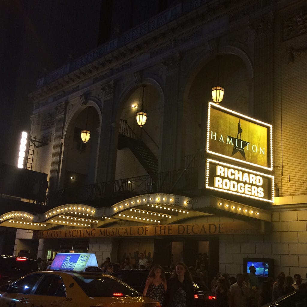 Hamilton on Broadway (photo by the author for Hyperallergic)