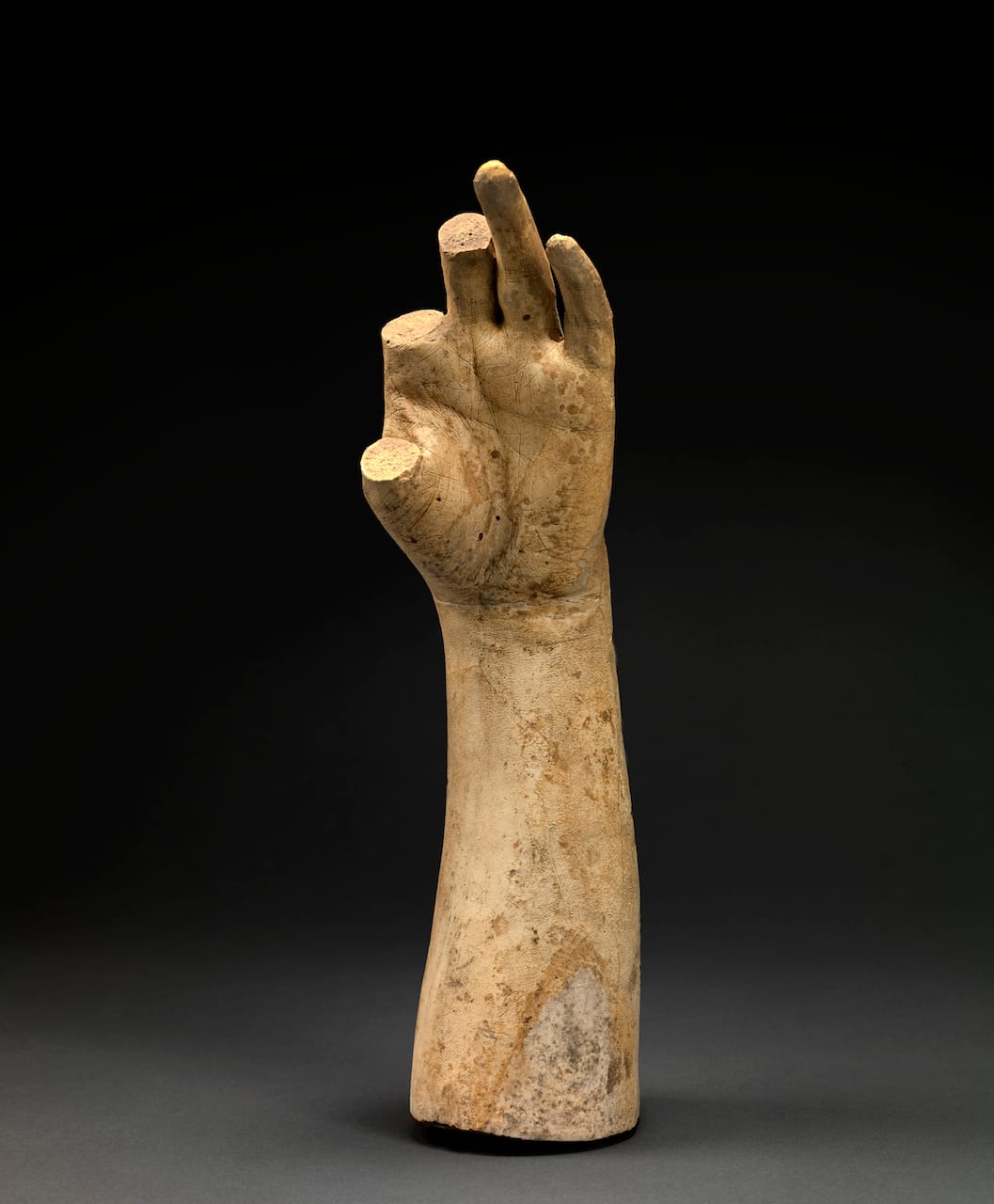 Studio of Hiram Powers, Cast of the Forearm and Left Hand of "Greek Slave" (thumb and two missing fingers) (around 1843), plaster (courtesy Smithsonian American Art Museum)