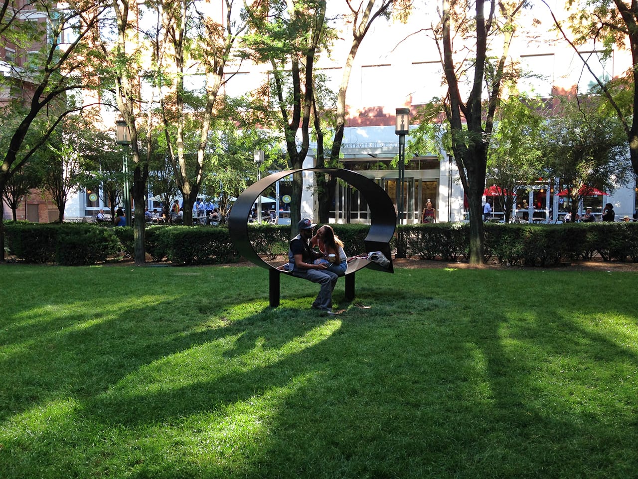 A couple on one of the benches