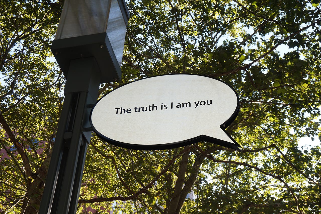 Hank Willis Thomas's 'In Search of the Truth' at MetroTech Commons (all photos by the author for Hyperallergic)