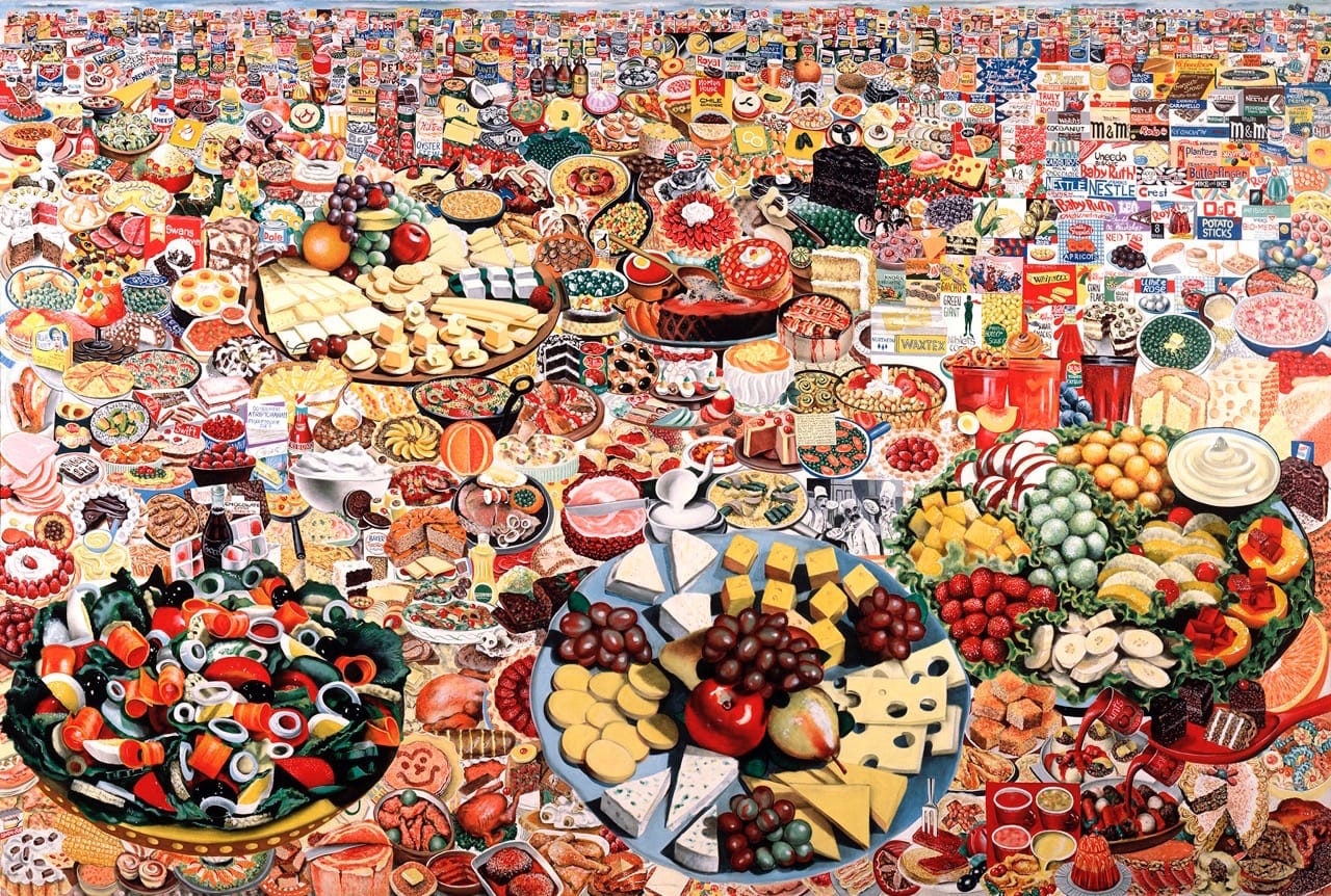 Erró, "Foodscape" (1964), oil on canvas (Moderna Museet, Stockholm; © 2014 Artists Rights Society/ARS, New York / ADAGP, Paris)