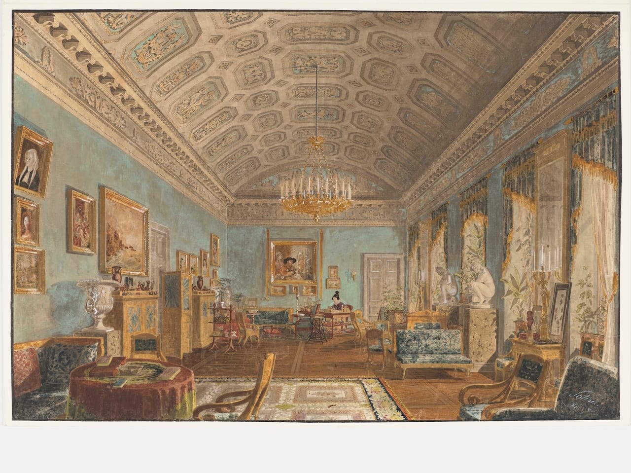 The Study of Czarina Alexandra Feodorovna (Detail) Josef Sotira (Austrian, active Vienna and Moscow, 1830–40) Russia, 1835 Brush and gray wash,watercolor, gouache,pen and black ink on off-white wove paper