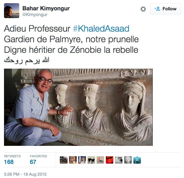 A tweet by humanitarian worker and archaeologist Bahar Kimyongur (screenshot by the author via @Kimyongur)