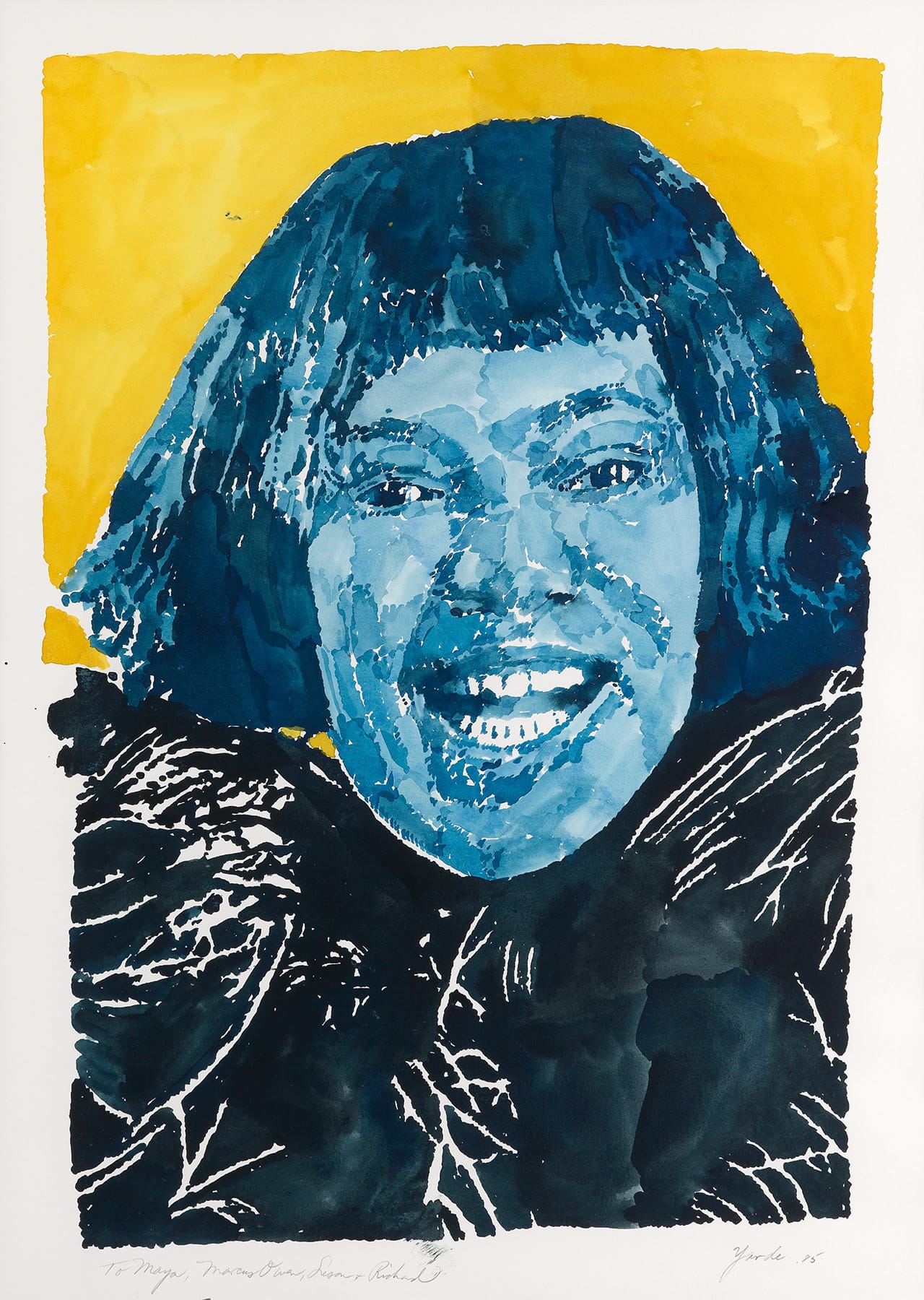 Richard Yarde, "Portrait of Dr. Maya Angelo," watercolor, 1985