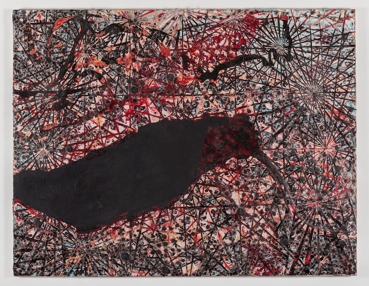 Mark Bradford, "Dead Hummingbird" (2015), mixed media on canvas, 84 x 108 in. (courtesy of the artist and Hauser & Wirth, photo by Joshua White)