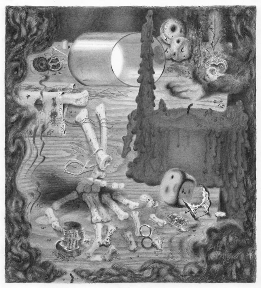 Joshua Marsh, "Thus Gone" (2015), graphite on paper, 9.5 x 8.625 inches (all images courtesy the artist and Jeff Bailey Gallery)