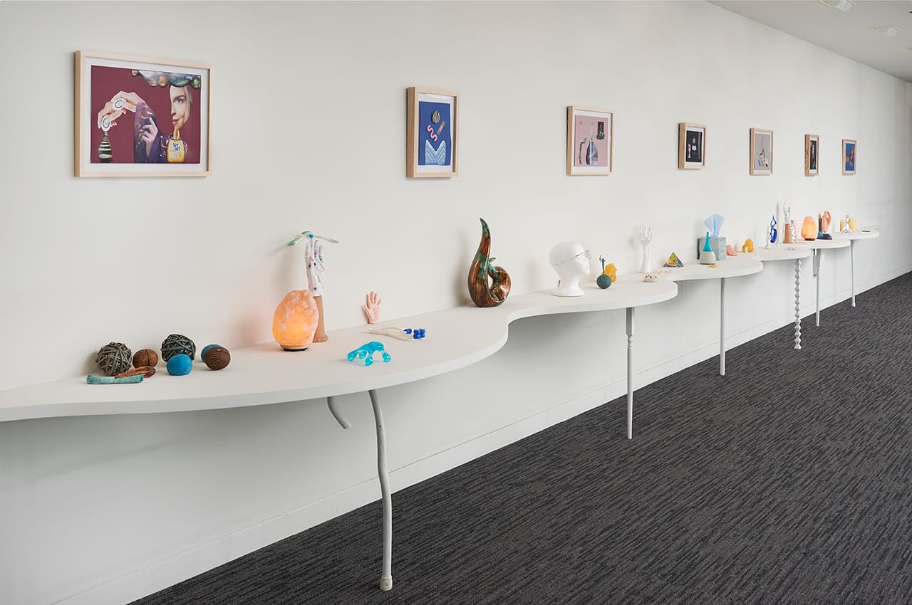 Installation view, 'Shana Moulton: Picture Puzzle Pattern Door' at Yerba Buena Center for the Arts, 2015 (image courtesy Phocasso/J.W. White and Yerba Buena Center for the Arts, San Francisco)