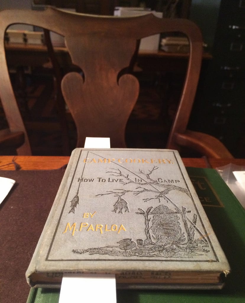 'Camp cookery. How to live in camp' by Maria Parloa (1878) (photo of the book at NYAM for Hyperallergic)