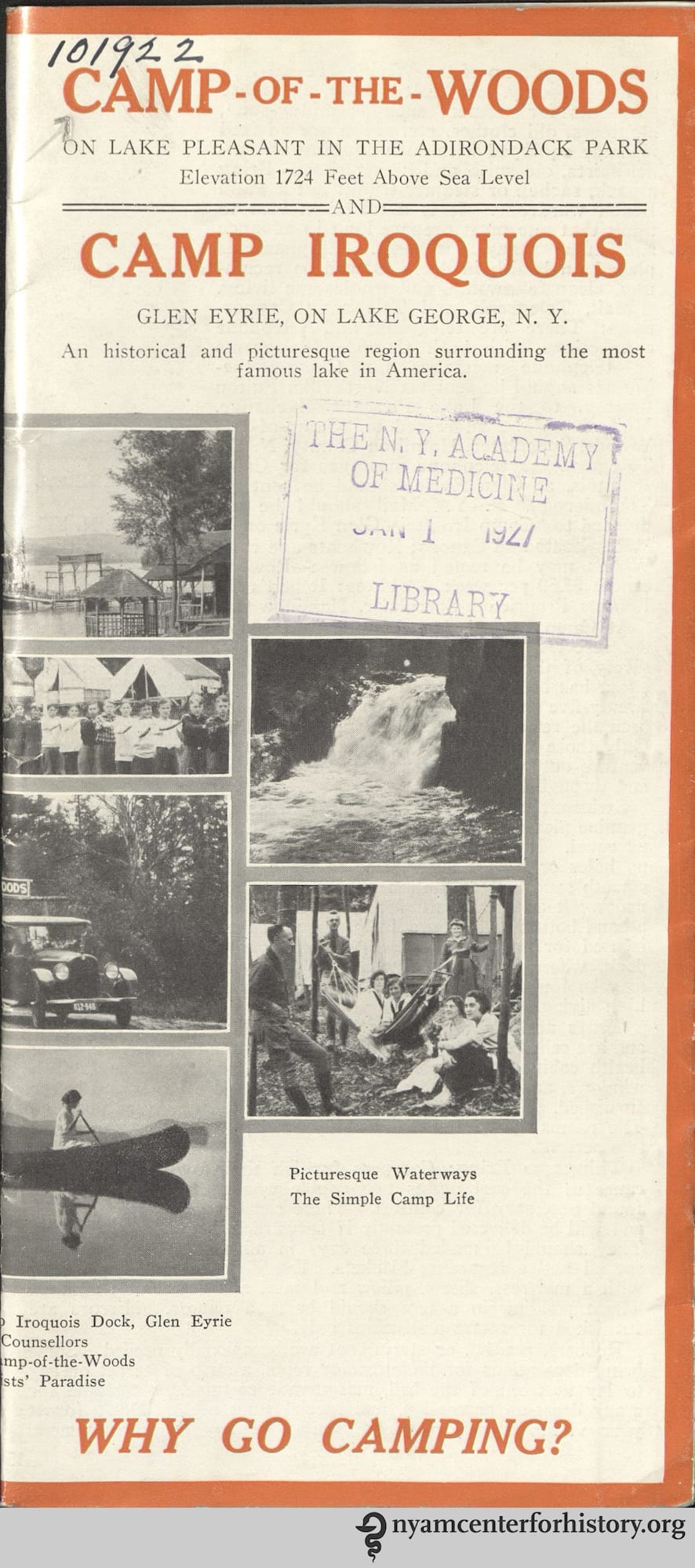 Camp-of-the-Woods, on Lake Pleasant in the Adirondack Park and Camp Iroquois, Glen Eyrie, on Lake George, N.Y. (1925)
