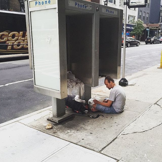 A photo posted on Instagram with the caption: "nypd_homelessUrban camping pro. We need to eradicate the homeless from our streets. #takebackthestreets #nypd" (photo via @nypd_homeless/Instagram)