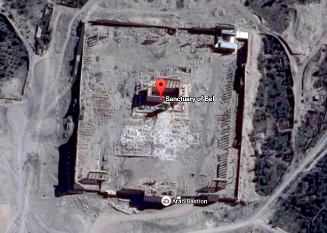The Temple of Bel, as photographed this year (screenshot by the author via Google Earth)