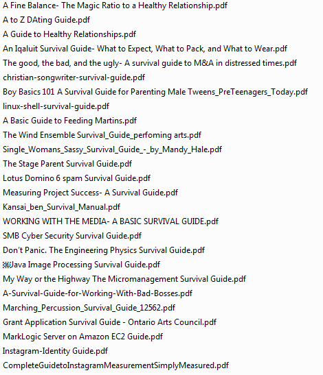 A sample list of PDFs available to download from "Keepalive"