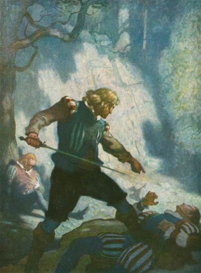 N.C. Wyeth, "Encounter on Fresh Water Cliff" (1920) (Image courtesy of FBI Stolen Art Archives) 