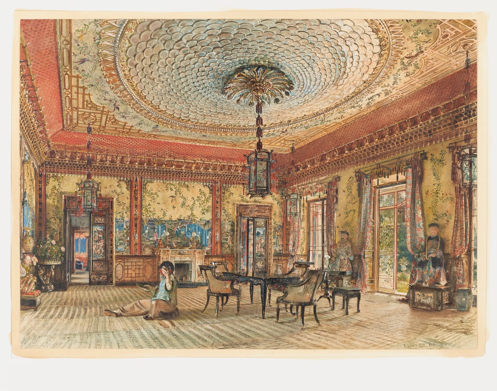 Rudolf von Alt, "The Japanese Salon, Villa Hügel, Heitzing, Vienna" (1855) (all images courtesy Cooper-Hewitt, National Design Museum)