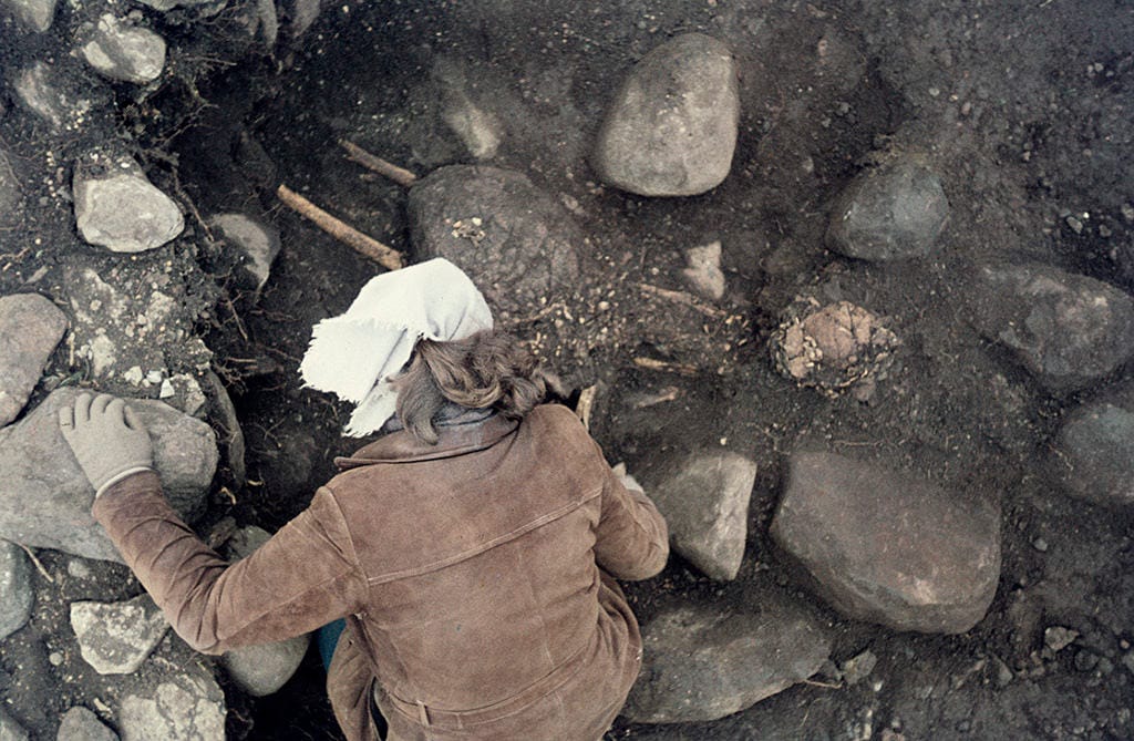 An archaeologist excavating a prehistoric mound in Sweden (1958) (photo by Björn Allard, via Swedish National Heritage Board/Flickr)