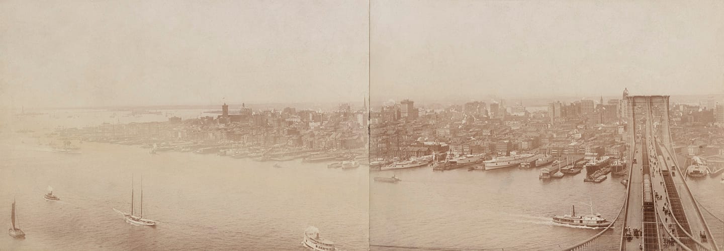 View of Lower Manhattan from the Brooklyn Tower of the Brooklyn Bridge (1890)