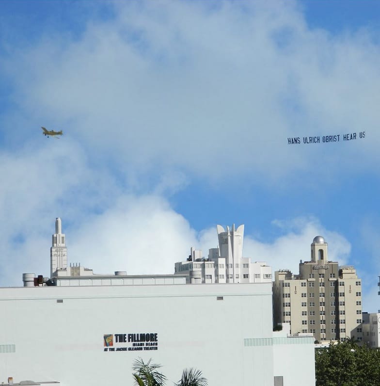 Bill Burns, "Hans-Ulrich Obrist Hear Us" (image via Bill Burns/Facebook)