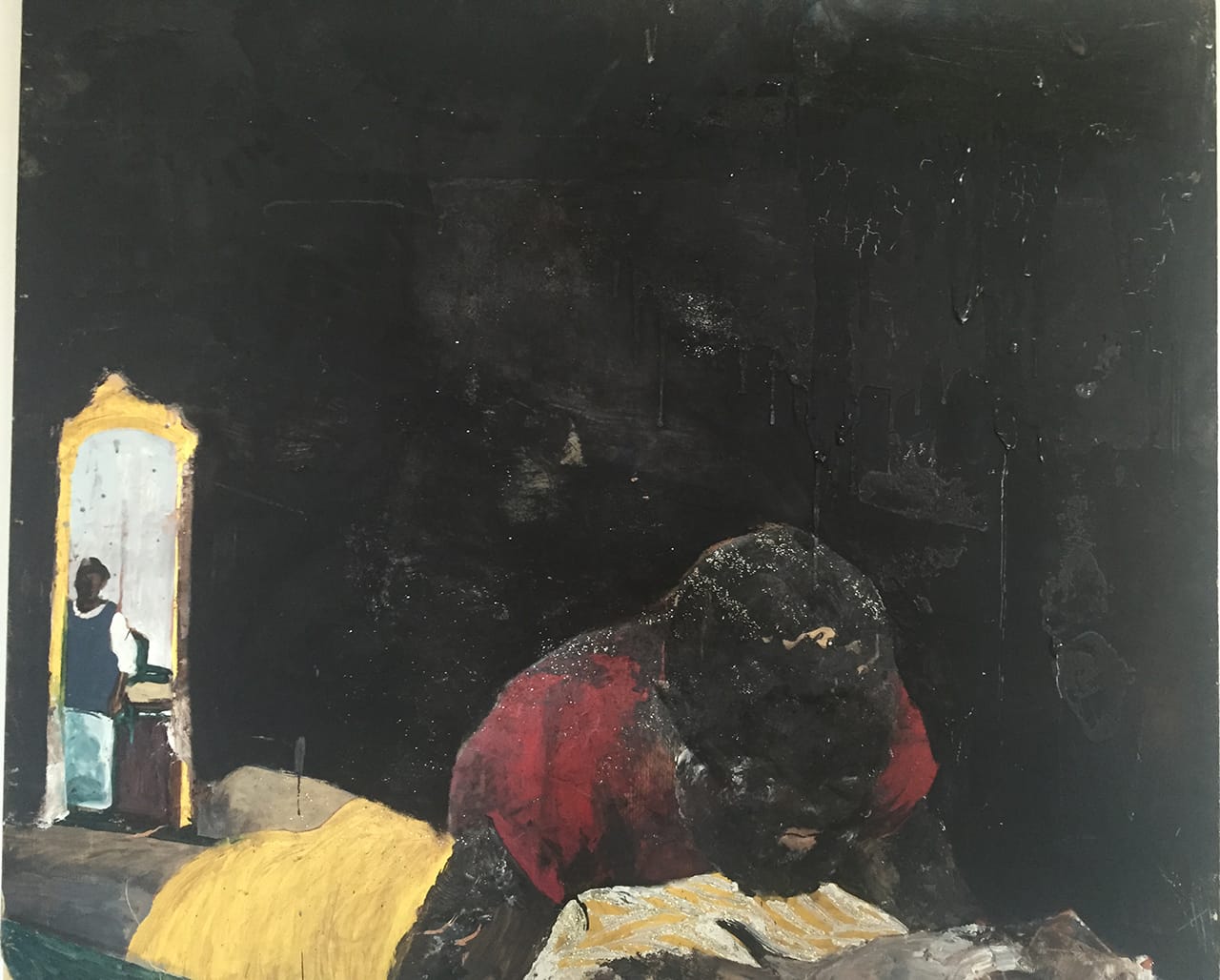 One of Noah Davis's last paintings (photo by Henry Taylor)