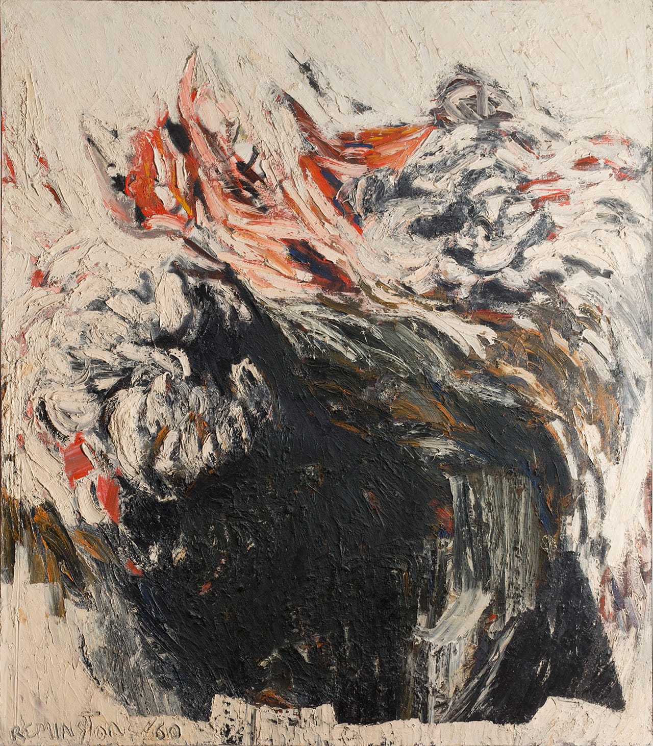 Deborah Remington, "Exodus" (1960), oil paint on canvas, 71 x 62 in, Private collection (image courtesy the Deborah Remington Charitable Trust for the Visual Arts)