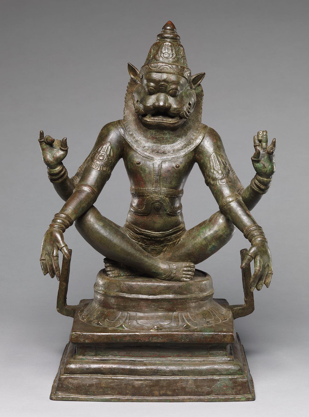 Yoga Narasimha, Vishnu's Man-Lion Incarnation (12th century), India (Tamil Nadu), Chola period (880–1279), copper alloy, h: 18 3/4 in (47.6 cm); w: 13 in (33 cm); d: 9 1/2 in (24.1 cm), The Metropolitan Museum of Art, New York, Samuel Eilenberg Collection, Bequest of Samuel Eilenberg, 1998 (photo courtesy The Metropolitan Museum of Art)