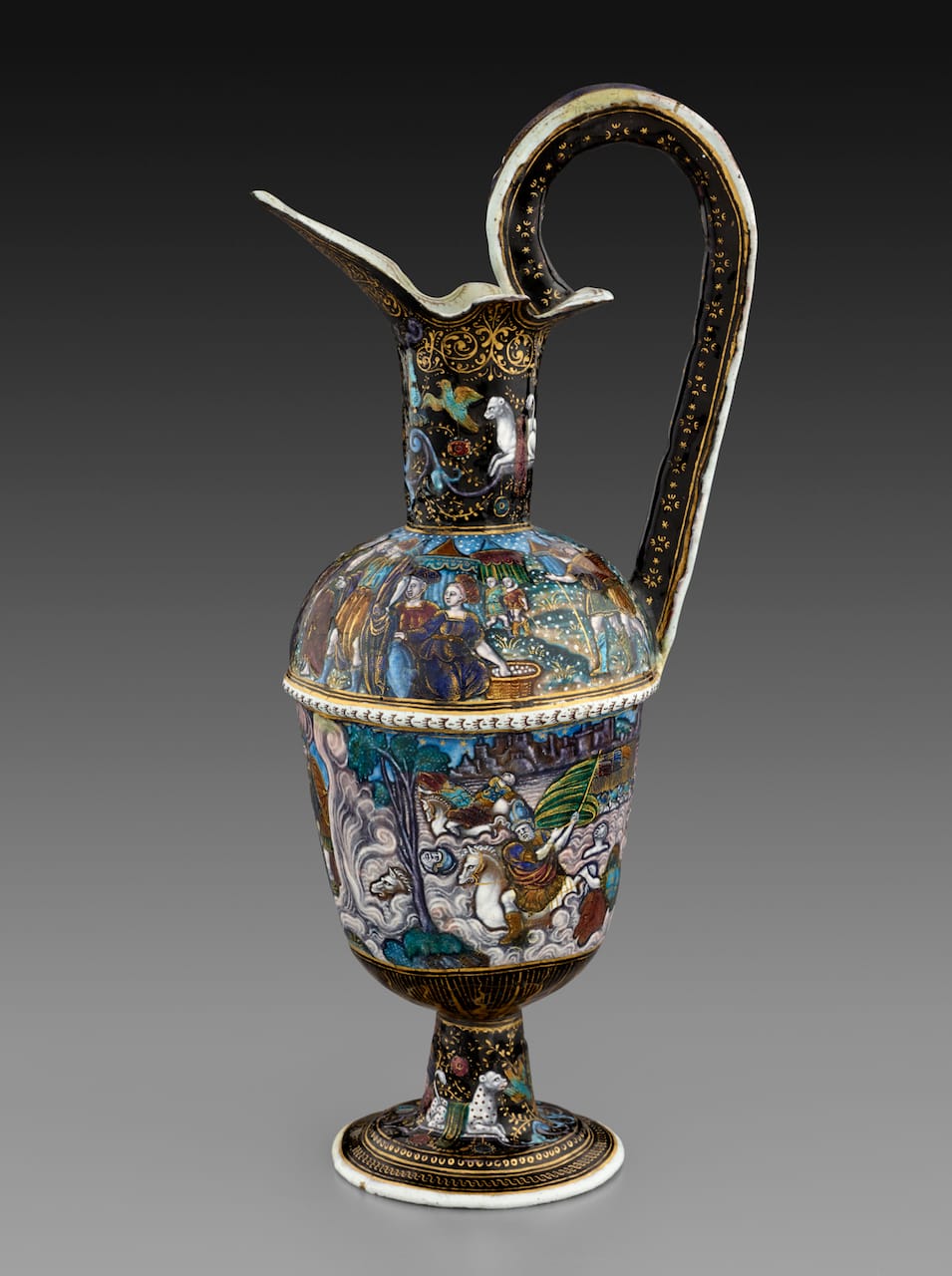 Workshop of Pierre or Jean Reymond Ewer: The Gathering of Manna; The Destruction of Pharoah's Host, late 16th century Enamel on copper 13 × 6 × 4 inches The Frick Collection, New York Photo: Michael Bodycomb