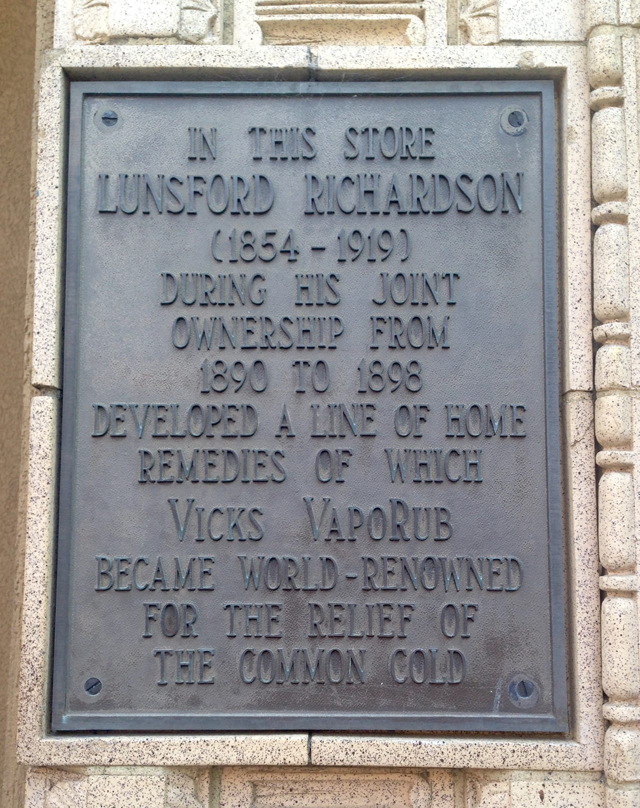 The author's favorite historic plaque in downtown Greensboro