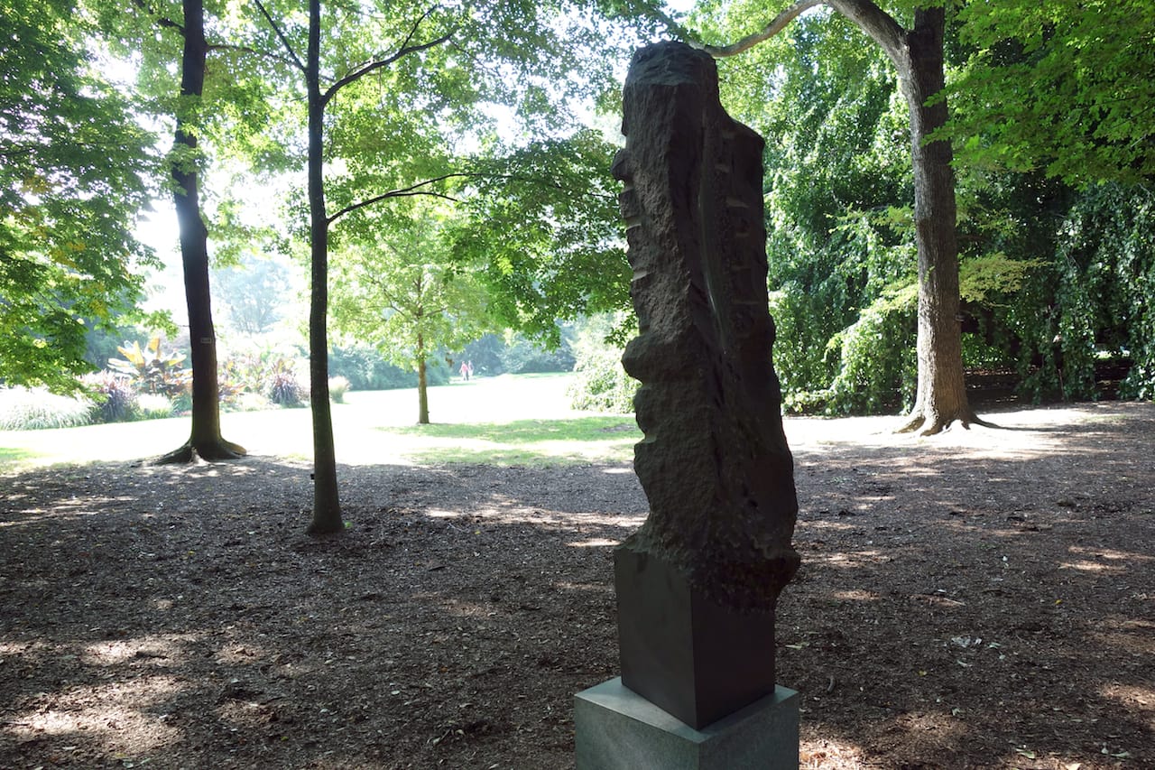 Isamu Noguchi, "Age" (1981), basalt, installed in the Elm Grove