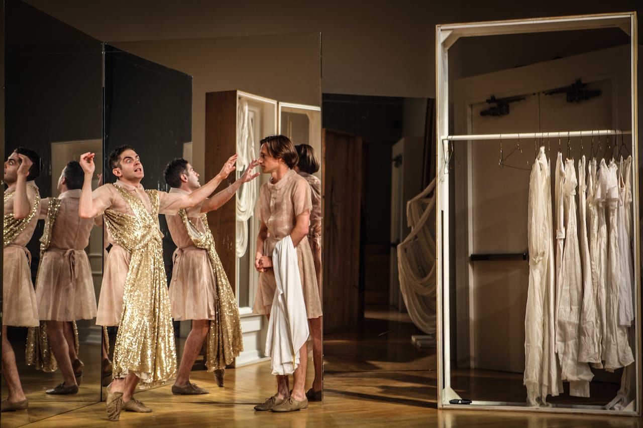 Jack Ferver and Jacob Slominski performing in 'Chambre' at the New Museum (photo by Jason Akira Somma)