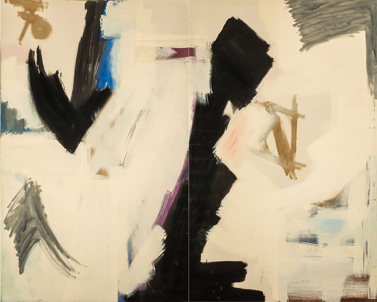 Judith Godwin, "Epic" (1959), oil paint on canvas (diptych), 82 x 100 in, On loan from the National Museum of Women in the Arts, Washington, DC, Gift of Caroline Rose Hunt.(photo by Lee Stalsworth, © Judith Godwin)