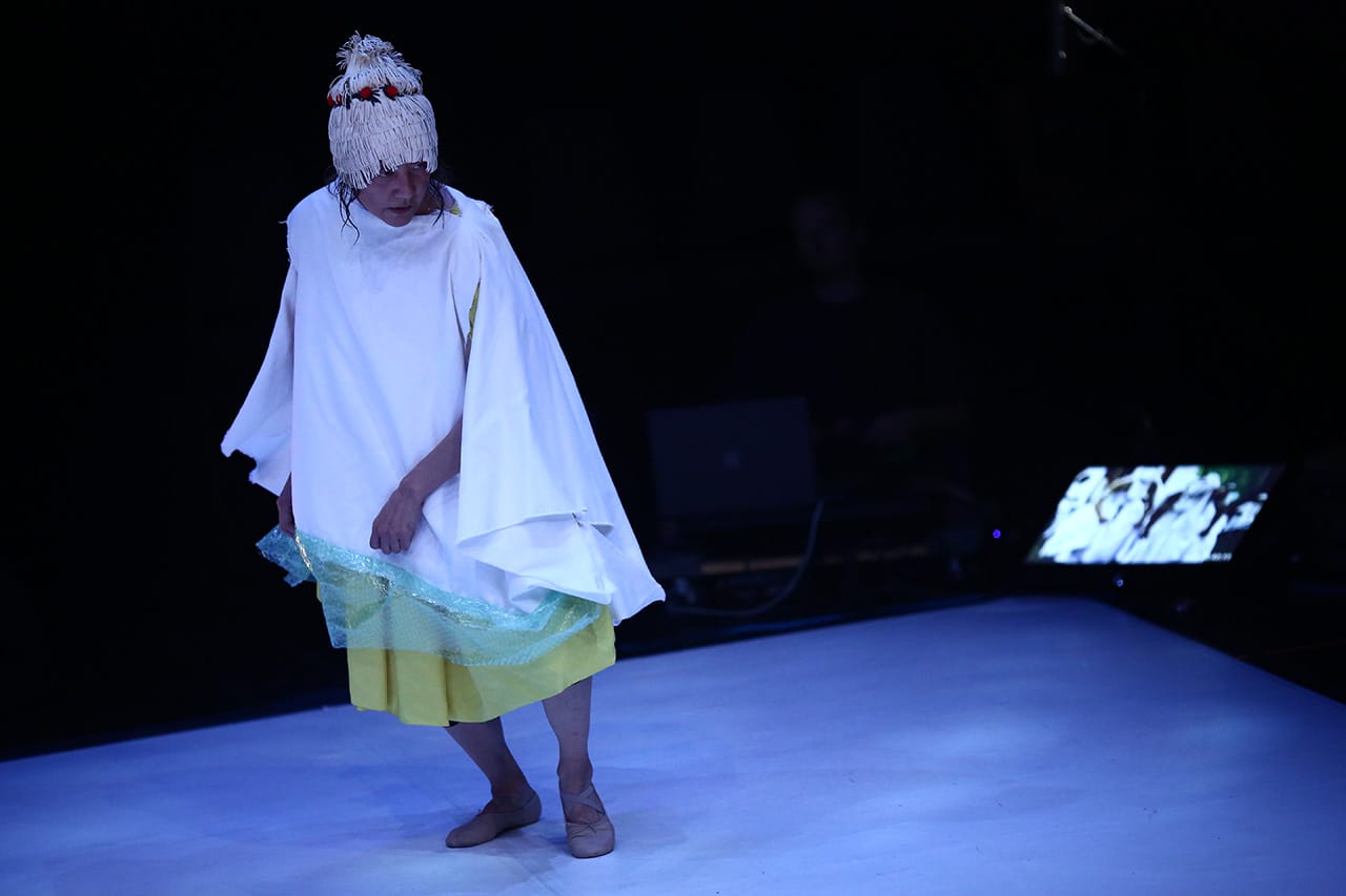 koosil-ja performing in “I Am Capitalism,” September 2015. (photo by Paula Court, courtesy The Kitchen)