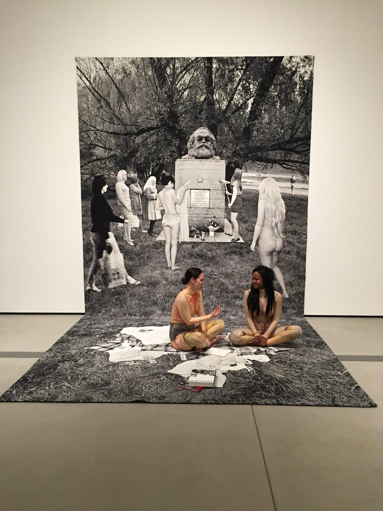 Goshka Macuga, "Death of Marxism, Women of All Lands Unite" (2013), wool tapestry, 220 x 113 5/8 in.